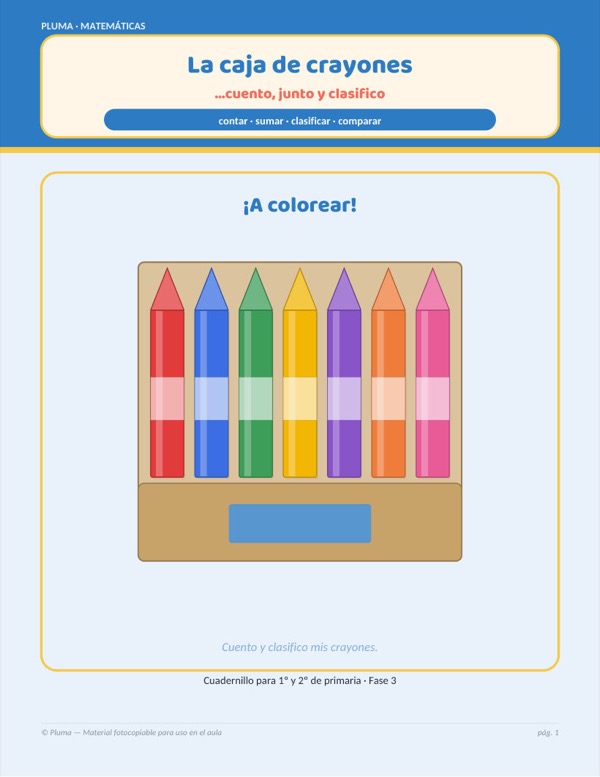 Vista previa: La caja de crayones: contar, sumar, clasificar y comparar