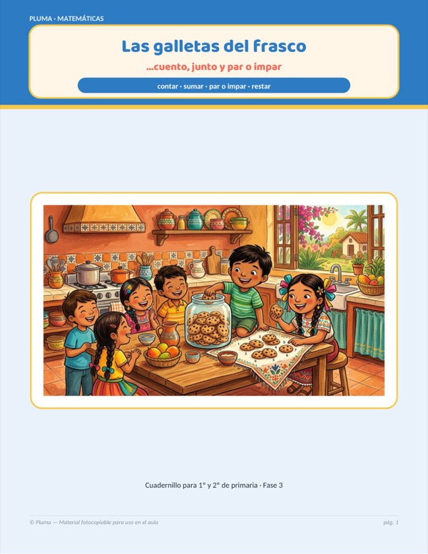 Vista previa: Las galletas del frasco: cuento, sumo, resto y par o impar