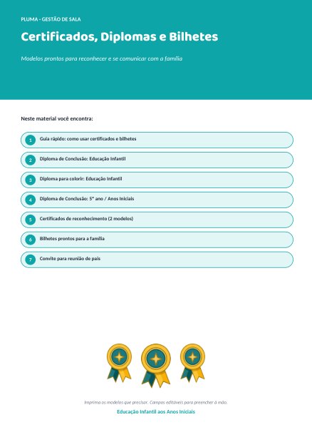 Prévia: Certificados, Diplomas e Bilhetes para a Família