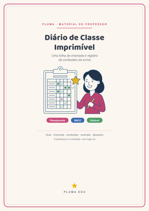 Prévia: Diário de Classe Imprimível (chamada e registro de conteúdos)