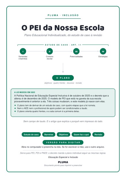 Prévia: O PEI da Nossa Escola: Modelo Atualizado à Lei de 2025