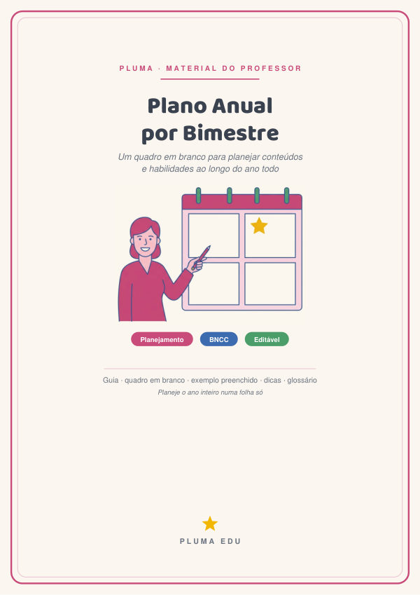Prévia: Plano Anual por Bimestre (quadro em branco com exemplo)