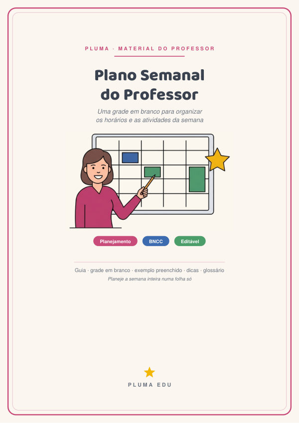 Prévia: Plano Semanal do Professor (grade de horários em branco)