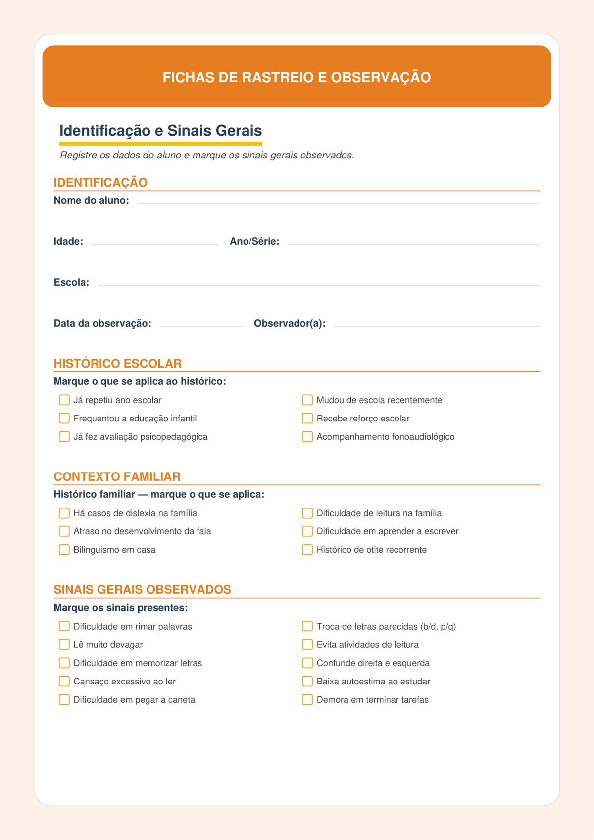 Rastreio de Observação