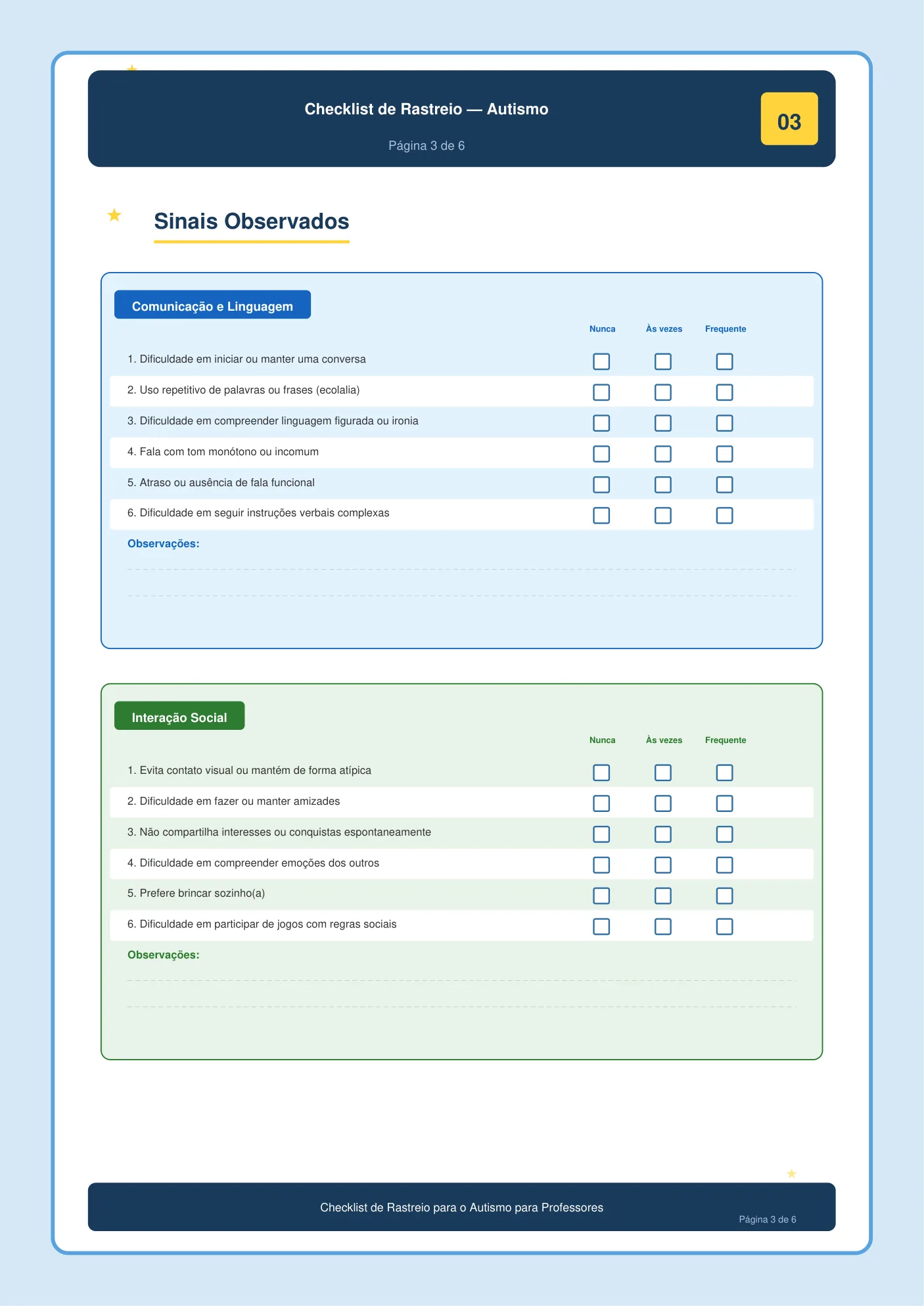 Checklist rastreio
